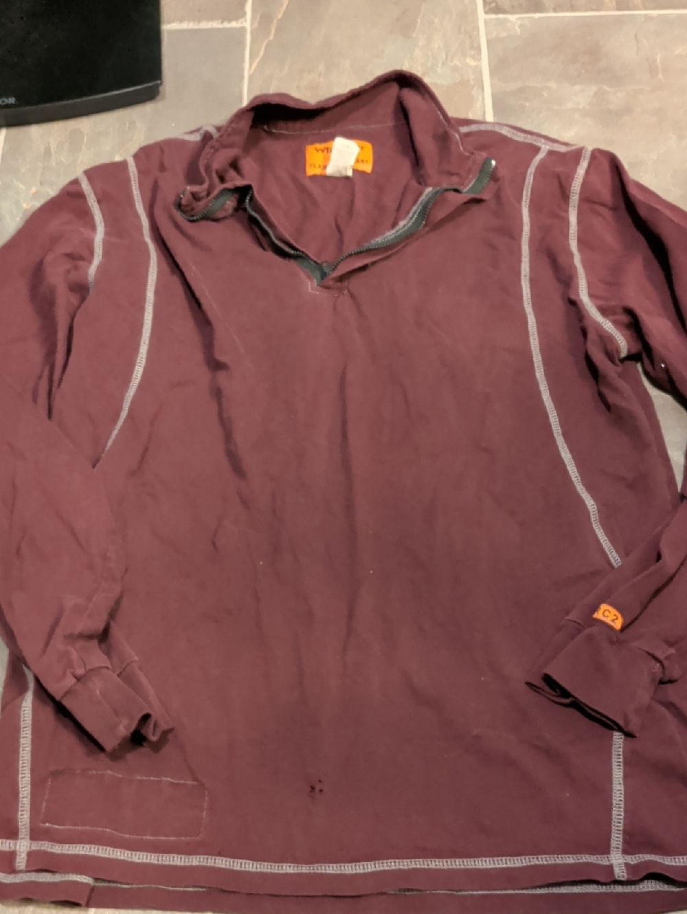 Wrangler Men's FR Long-Sleeve Shirt Jacket - Burgundy-USED